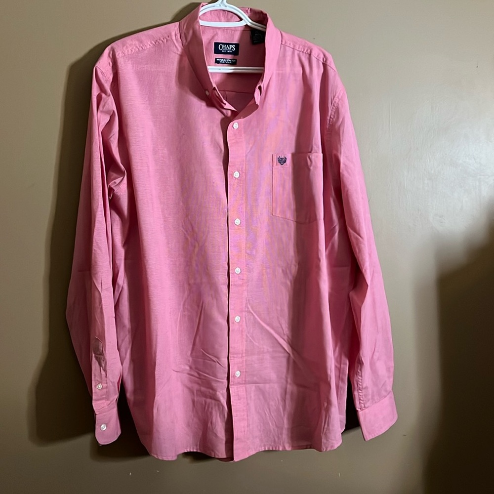 😄Tiny checkered pink white crest dress shirt L5